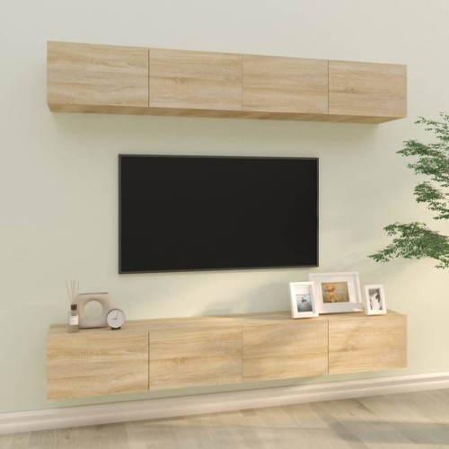 Mobili Porta TV a Parete 4 pz Rovere Sonoma 100x30x30 cm