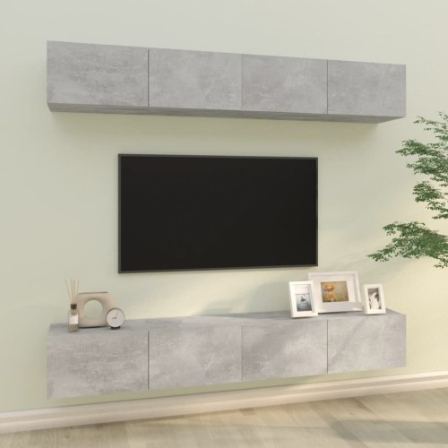 Mobili Porta TV a Parete 4 pz Grigio Cemento 100x30x30 cm