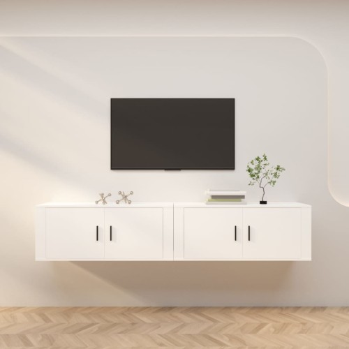 Mobili Porta TV a Parete 2 pz Bianco 100x34,5x40 cm