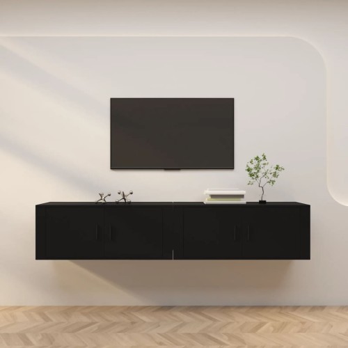 Mobili Porta TV a Parete 2 pz Nero 100x34,5x40 cm