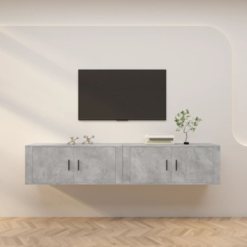 Mobili Porta TV a Parete 2 pz Grigio Cemento 100x34,5x40 cm