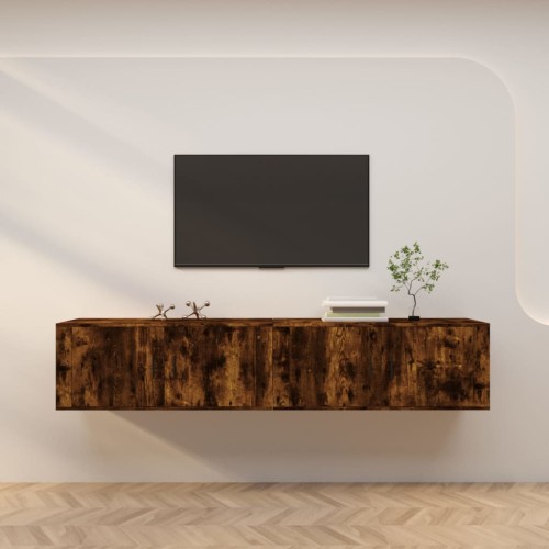 Mobili Porta TV a Parete 2 pz Rovere Fumo 100x34,5x40 cm