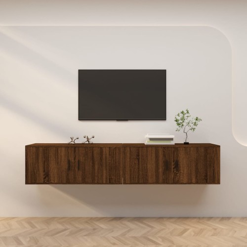 Mobili Porta TV a Parete 2 pz Rovere Marrone 100x34,5x40 cm