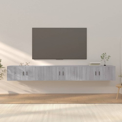 Mobili Porta TV a Parete 3 pz Grigio Sonoma 100x34,5x40 cm