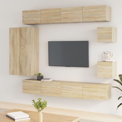 Set Mobili Porta TV 8pz Rovere Sonoma in Legno Multistrato