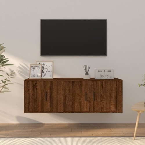 Set Mobili Porta TV 2 pz Rovere Marrone in Legno Multistrato