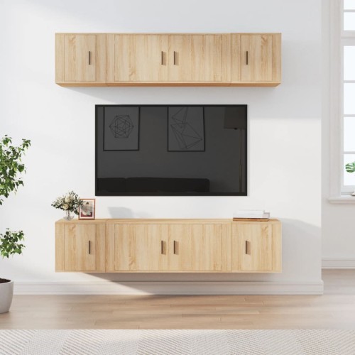 Set di Mobili Porta TV 6 pz Rovere Sonoma in Legno Multistrato