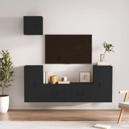 Set di Mobili Porta TV 5 pz Nero in Legno Multistrato