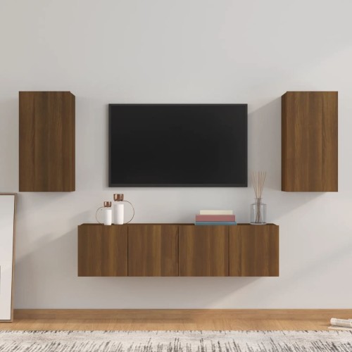 Set Mobili Porta TV 4 pz Rovere Marrone in Legno Multistrato