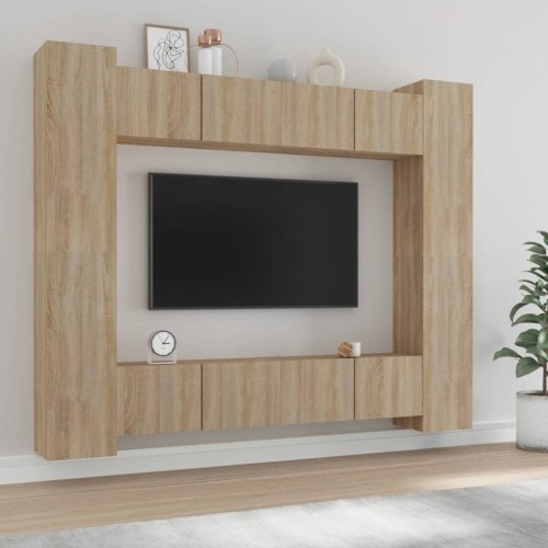 Set Mobili Porta TV 8pz Rovere Sonoma in Legno Multistrato