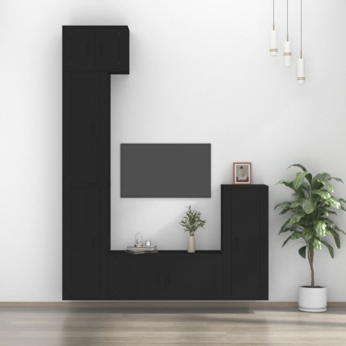 Set di Mobili Porta TV 5 pz Nero in Legno Multistrato