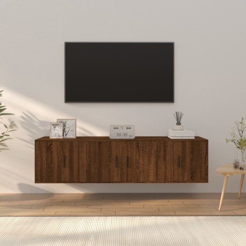 Set Mobili Porta TV 3 pz Rovere Marrone in Legno Multistrato