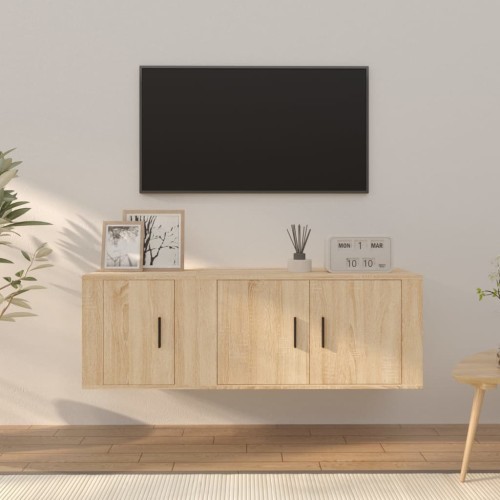 Set di Mobili Porta TV 2 pz Rovere Sonoma in Legno Multistrato