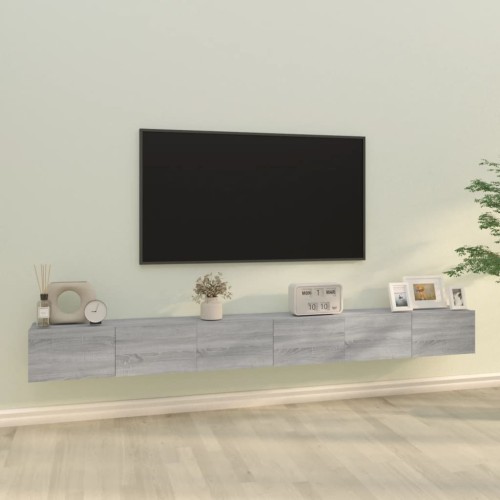 Set Mobili Porta TV 3 pz Grigio Sonoma in Legno Multistrato