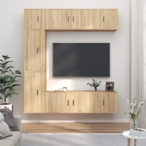 Set di Mobili Porta TV 7 pz Rovere Sonoma in Legno Multistrato