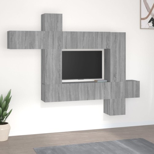 Set Mobili Porta TV 10 pz Grigio Sonoma in Legno Multistrato