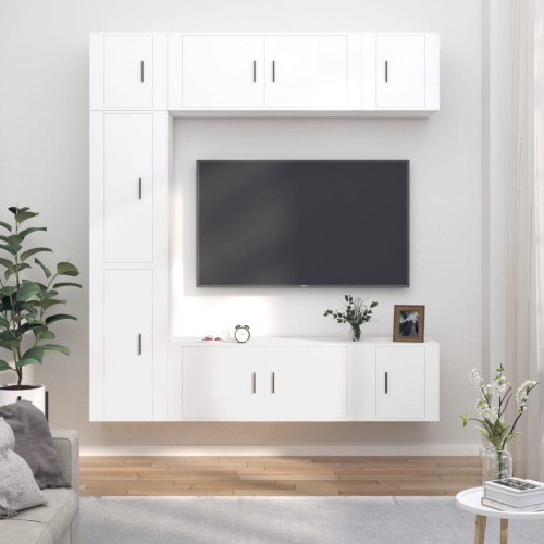 Set di Mobili Porta TV 7 pz Bianco in Legno Multistrato