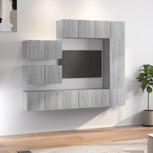 Set Mobili Porta TV 8pz Grigio Sonoma in Legno Multistrato