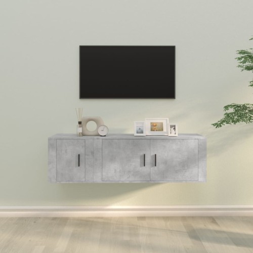 Set di Mobili Porta TV 2 pz Grigio Cemento in Legno Multistrato