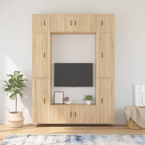 Set Mobili Porta TV 8pz Rovere Sonoma in Legno Multistrato