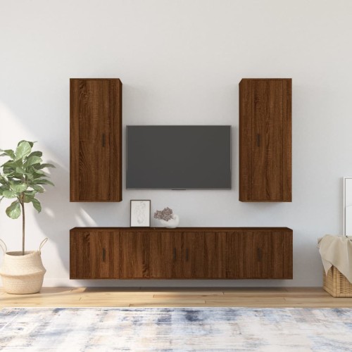 Set Mobili Porta TV 5 pz Rovere Marrone in Legno Multistrato