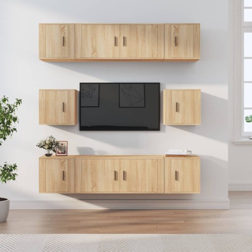 Set Mobili Porta TV 8pz Rovere Sonoma in Legno Multistrato