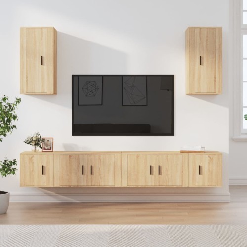 Set di Mobili Porta TV 6 pz Rovere Sonoma in Legno Multistrato