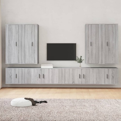 Set Mobili Porta TV 8pz Grigio Sonoma in Legno Multistrato