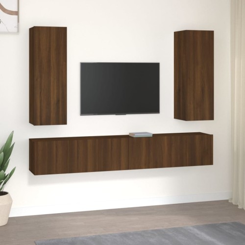 Set Mobili Porta TV 5 pz Rovere Marrone in Legno Multistrato