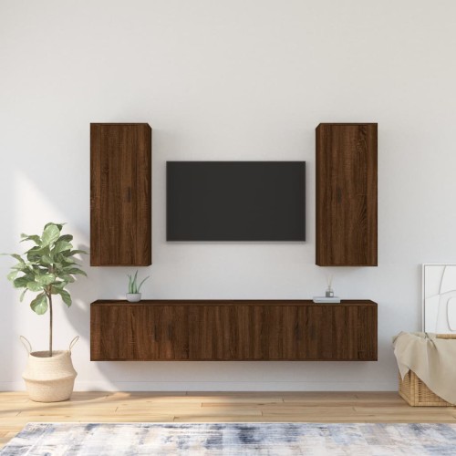 Set Mobili Porta TV 4 pz Rovere Marrone in Legno Multistrato