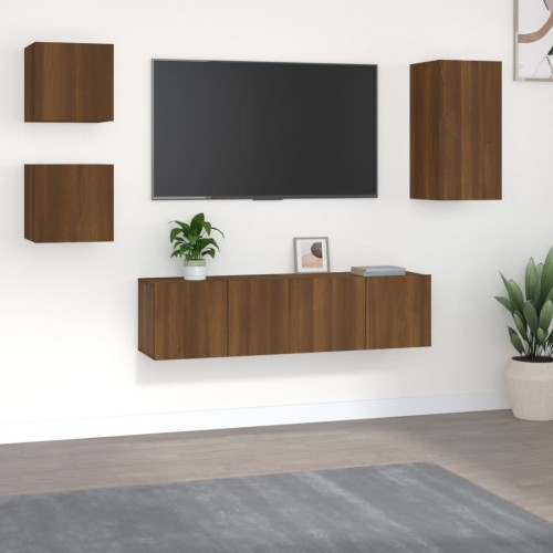 Set Mobili Porta TV 5 pz Rovere Marrone in Legno Multistrato