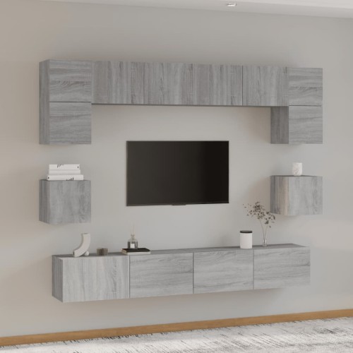 Set Mobili Porta TV 8pz Grigio Sonoma in Legno Multistrato