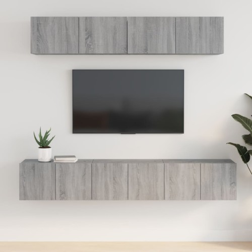 Set di Mobili Porta TV 5 pz Grigio Sonoma in Legno Multistrato