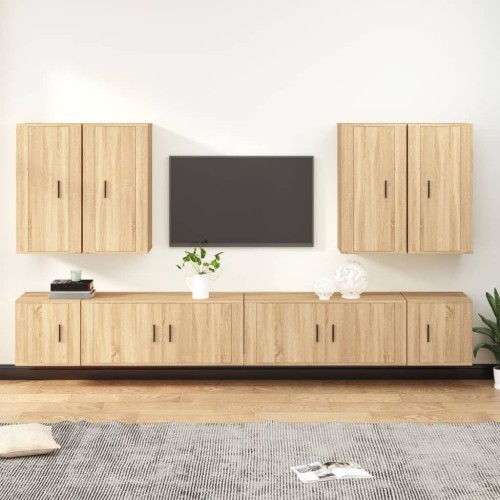 Set Mobili Porta TV 8pz Rovere Sonoma in Legno Multistrato