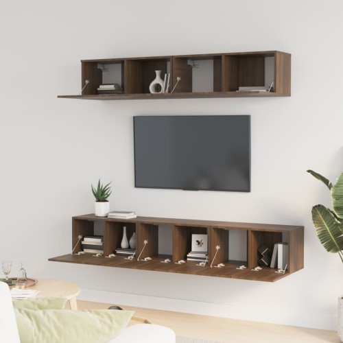 Set Mobili Porta TV 5 pz Rovere Marrone in Legno Multistrato