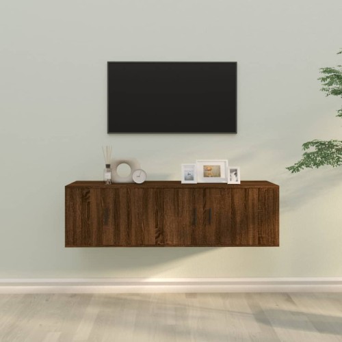 Set Mobili Porta TV 2 pz Rovere Marrone in Legno Multistrato