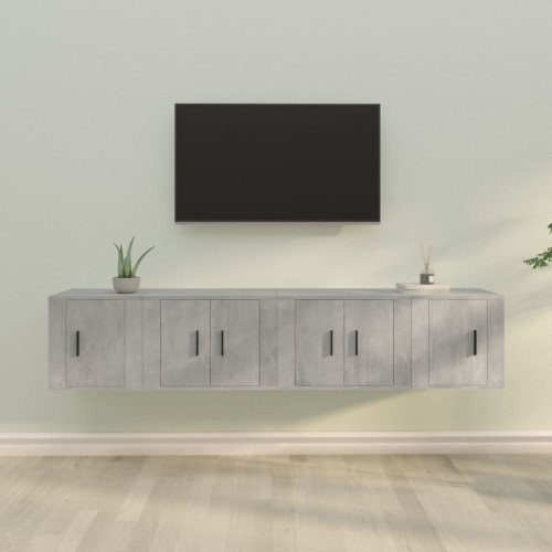 Set di Mobili Porta TV 4 pz Grigio Cemento in Legno Multistrato