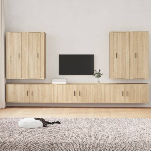 Set di Mobili Porta TV 7 pz Rovere Sonoma in Legno Multistrato