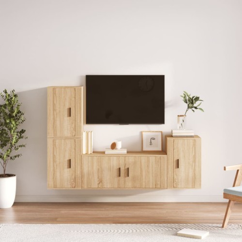 Set di Mobili Porta TV 4 pz Rovere Sonoma in Legno Multistrato