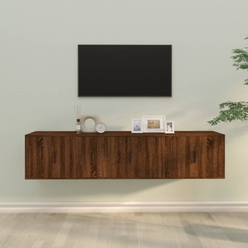 Set Mobili Porta TV 3 pz Rovere Marrone in Legno Multistrato