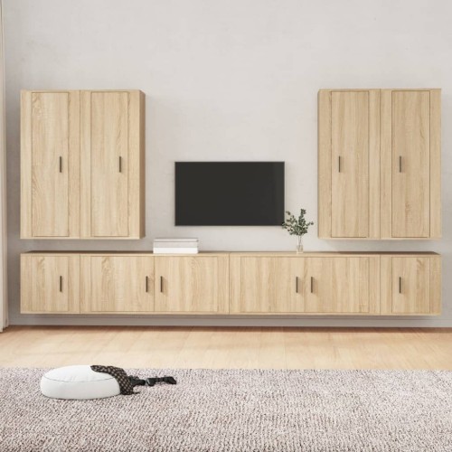 Set Mobili Porta TV 8pz Rovere Sonoma in Legno Multistrato