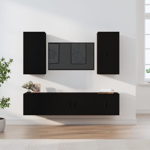 Set di Mobili Porta TV 5 pz Nero in Legno Multistrato