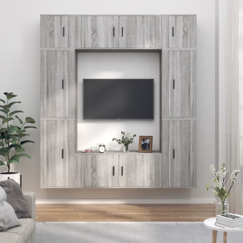 Set Mobili Porta TV 8pz Grigio Sonoma in Legno Multistrato