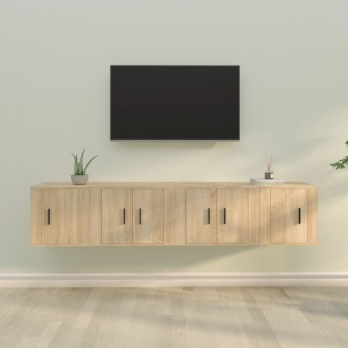 Set di Mobili Porta TV 4 pz Rovere Sonoma in Legno Multistrato