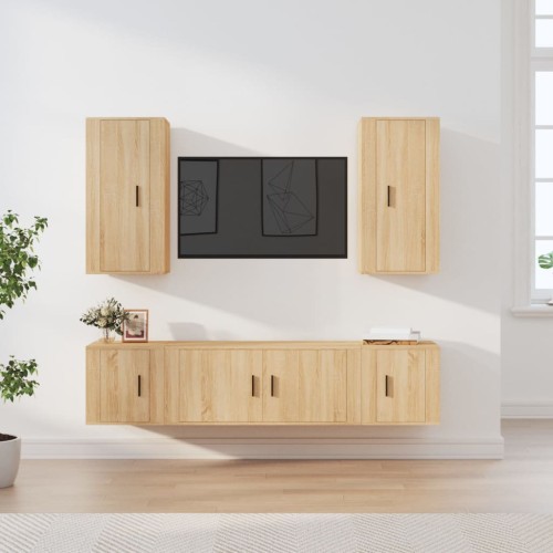 Set di Mobili Porta TV 5 pz Rovere Sonoma in Legno Multistrato