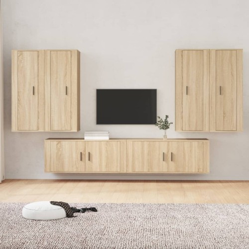 Set di Mobili Porta TV 6 pz Rovere Sonoma in Legno Multistrato