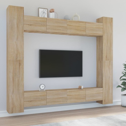 Set Mobili Porta TV 8pz Rovere Sonoma in Legno Multistrato