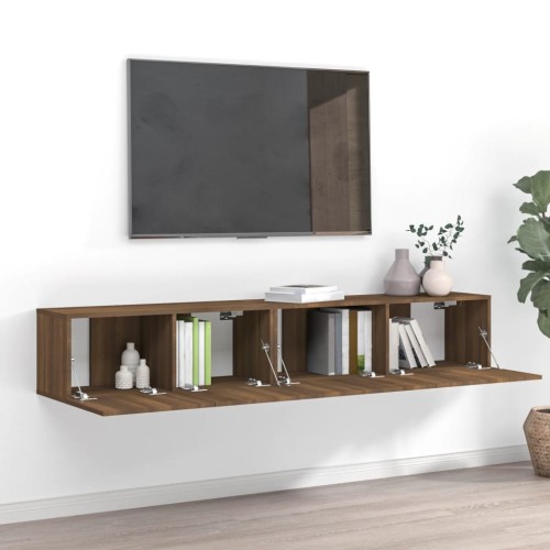 Set Mobili Porta TV 2 pz Rovere Marrone in Legno Multistrato