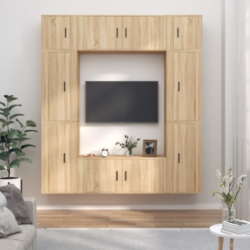 Set Mobili Porta TV 8pz Rovere Sonoma in Legno Multistrato