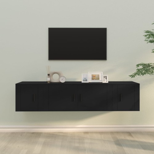 Set Mobili Porta TV 3 pz Nero in Legno Multistrato